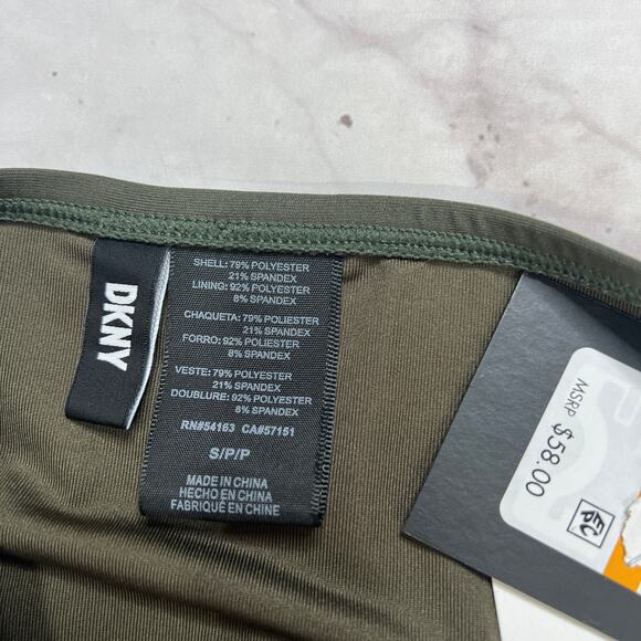 DKNY Womens Moss Green Seamed High Waist Bikini Bottom Size S new - Picture 3 of 5